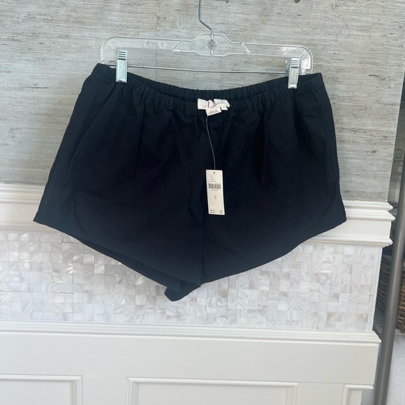 NWT new medium Anthropologie linen tap shorts black flouncy - Picture 3 of 15